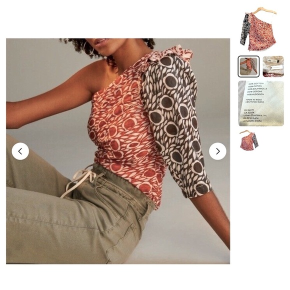 Anthropologie Tops - ANTHROPOLOGIE Cecelia Pettersson Boho One Shoulder Blouse Size 8
